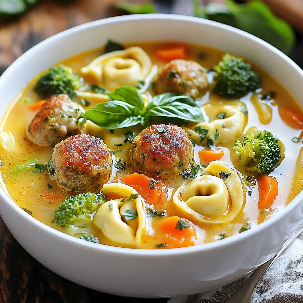 Creamy Italian Meatball Tortellini Soup Delight