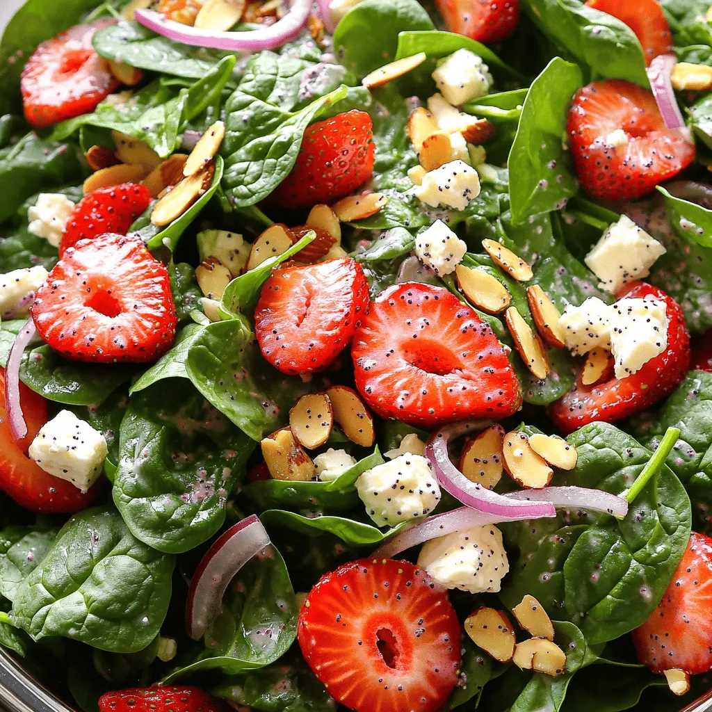 Strawberry Spinach Feta Poppyseed Salad Delight