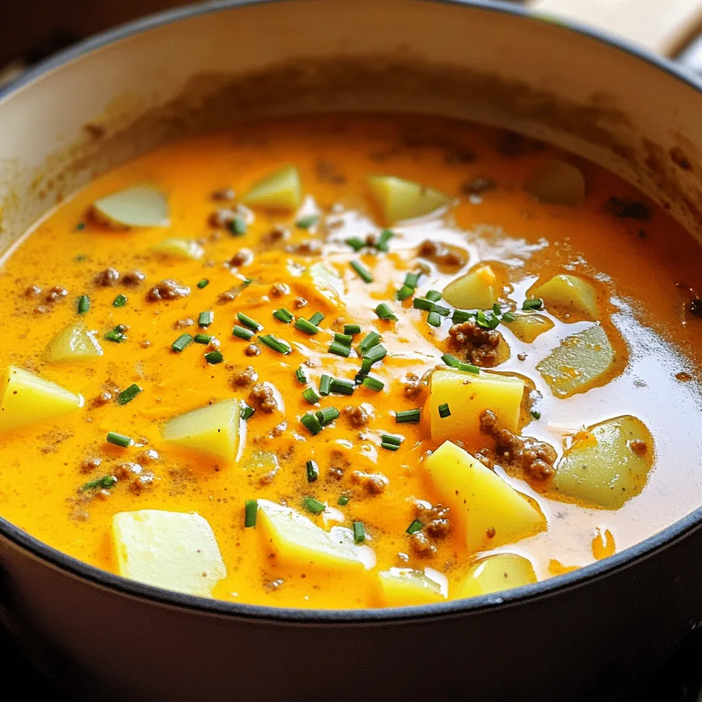 Creamy Potato Cheeseburger Soup Hearty and Comforting