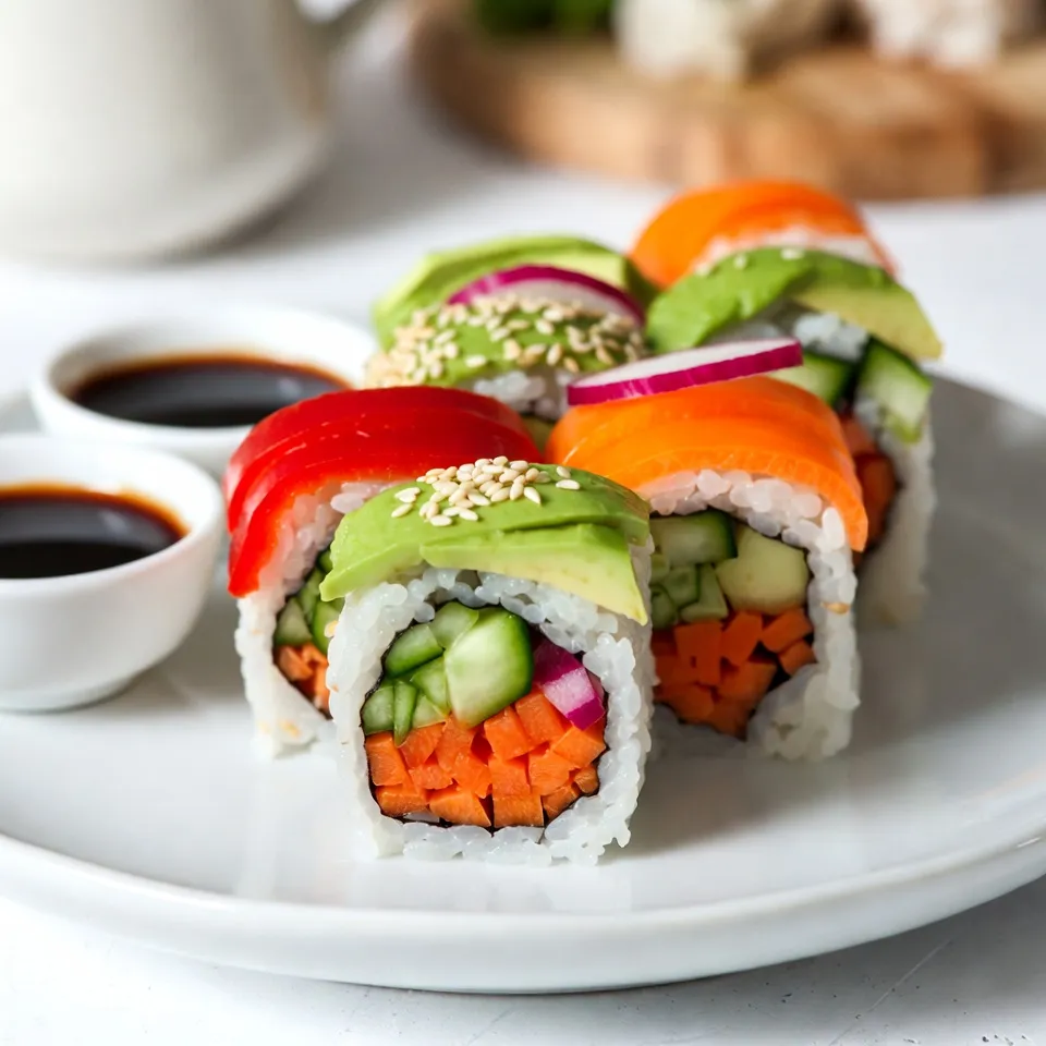 Rainbow Veggie Sushi Rolls Colorful Fresh Delight