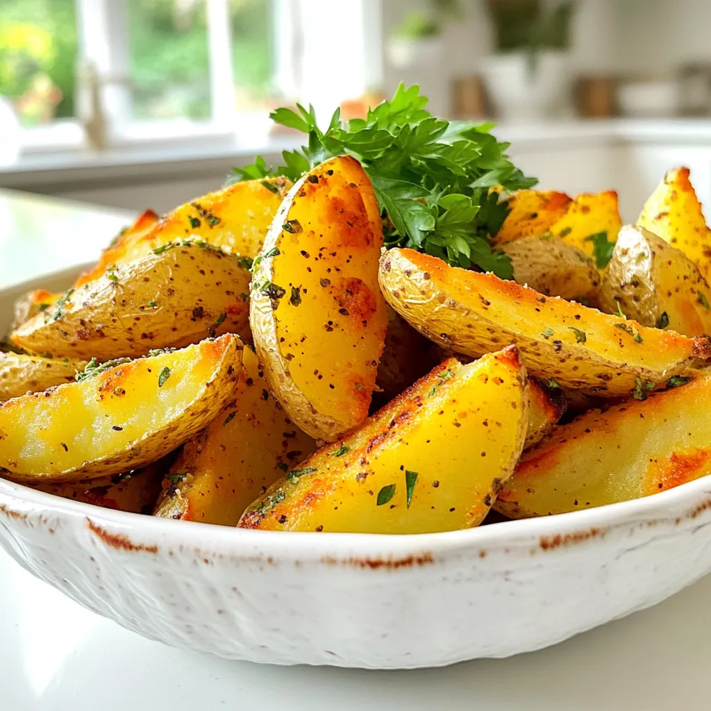 Garlic Herb Potato Wedges Air Fryer Easy Recipe