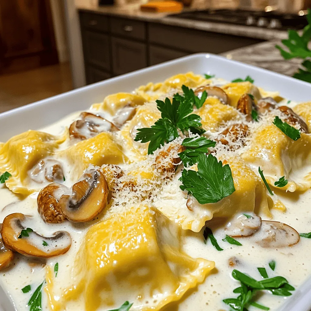 Ravioli with Mushroom Cream Sauce Simple Comfort Meal