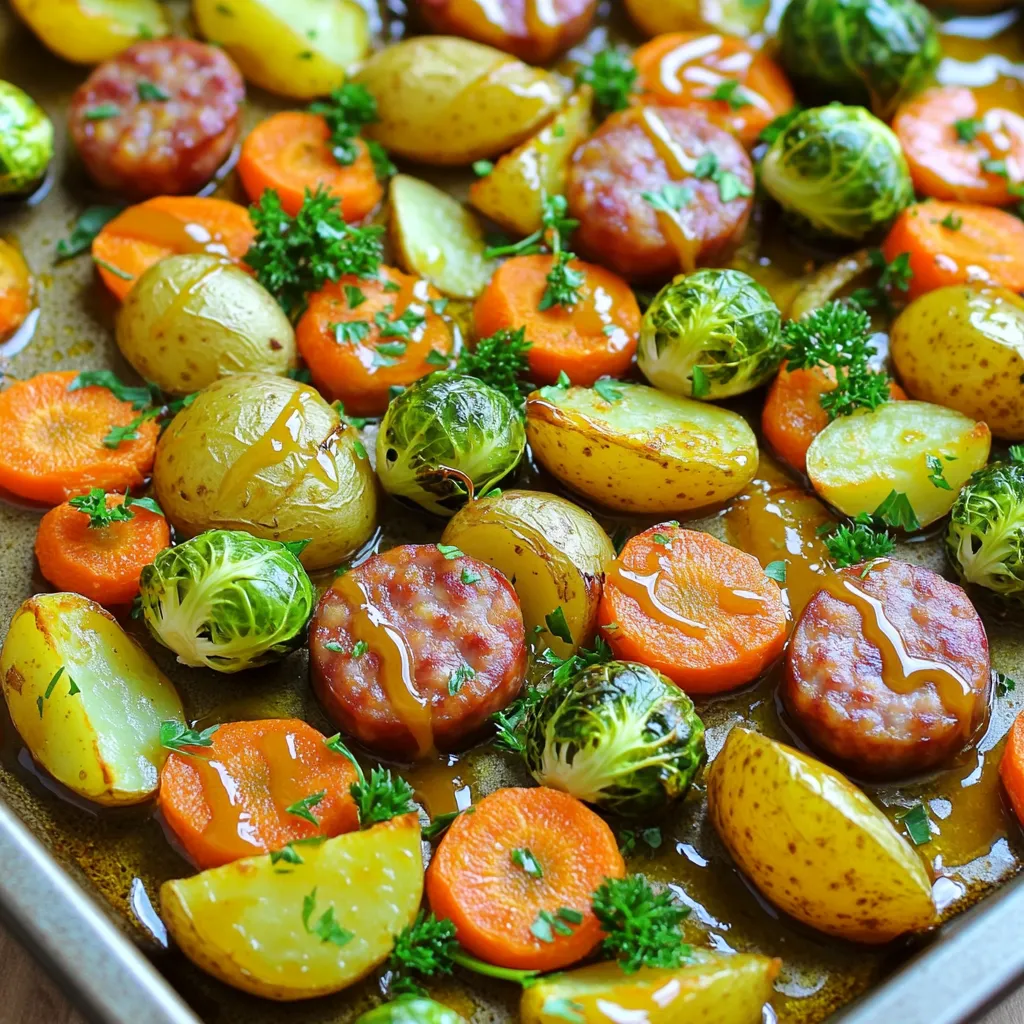 Sheet-Pan Maple Mustard Sausage &#038; Veggies Delight