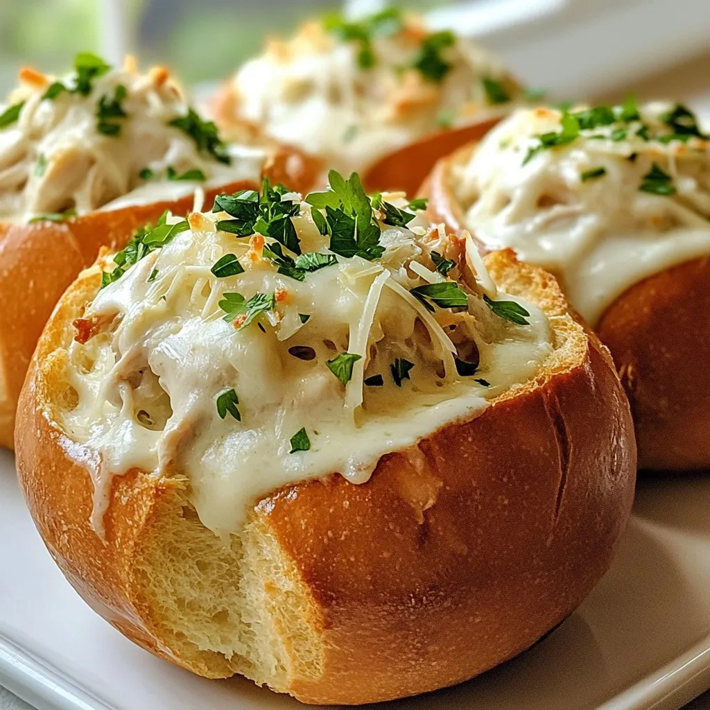 Chicken Alfredo Bread Bowls Savory and Satisfying Meal