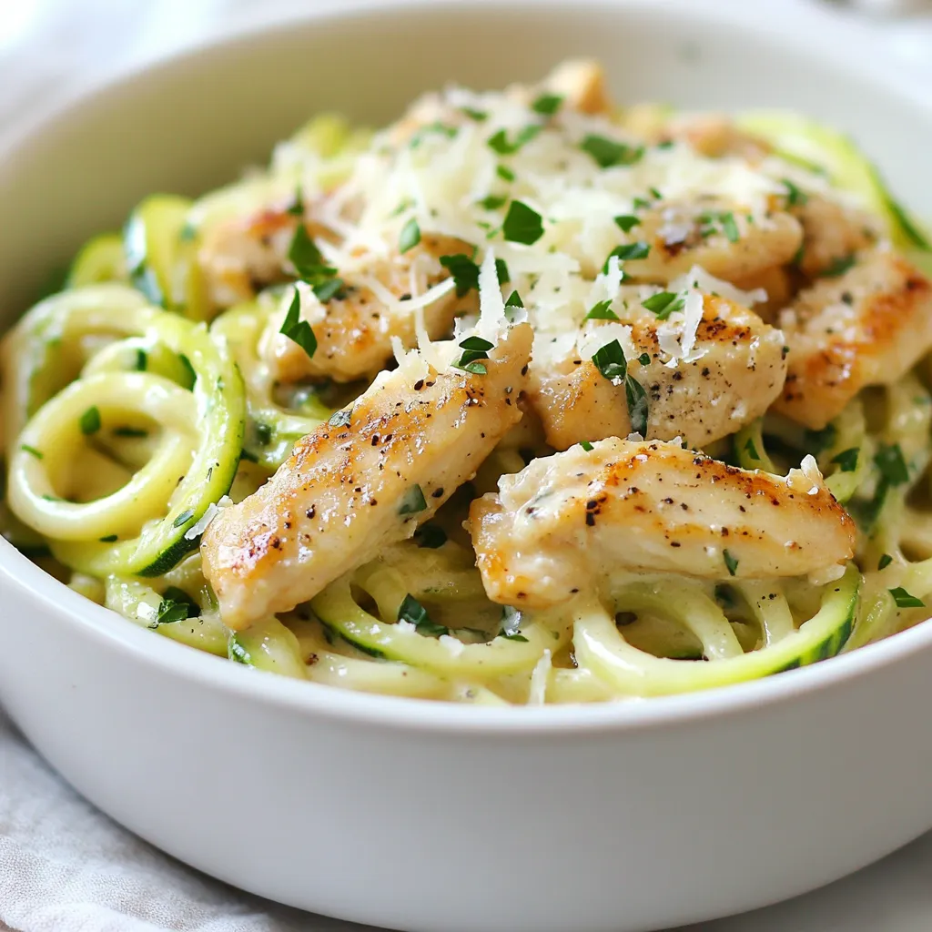 Chicken Alfredo Zoodles Easy Creamy Dinner Delight