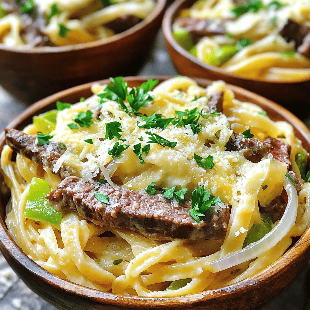 Philly Cheesesteak Pasta Delectable Creamy Dish