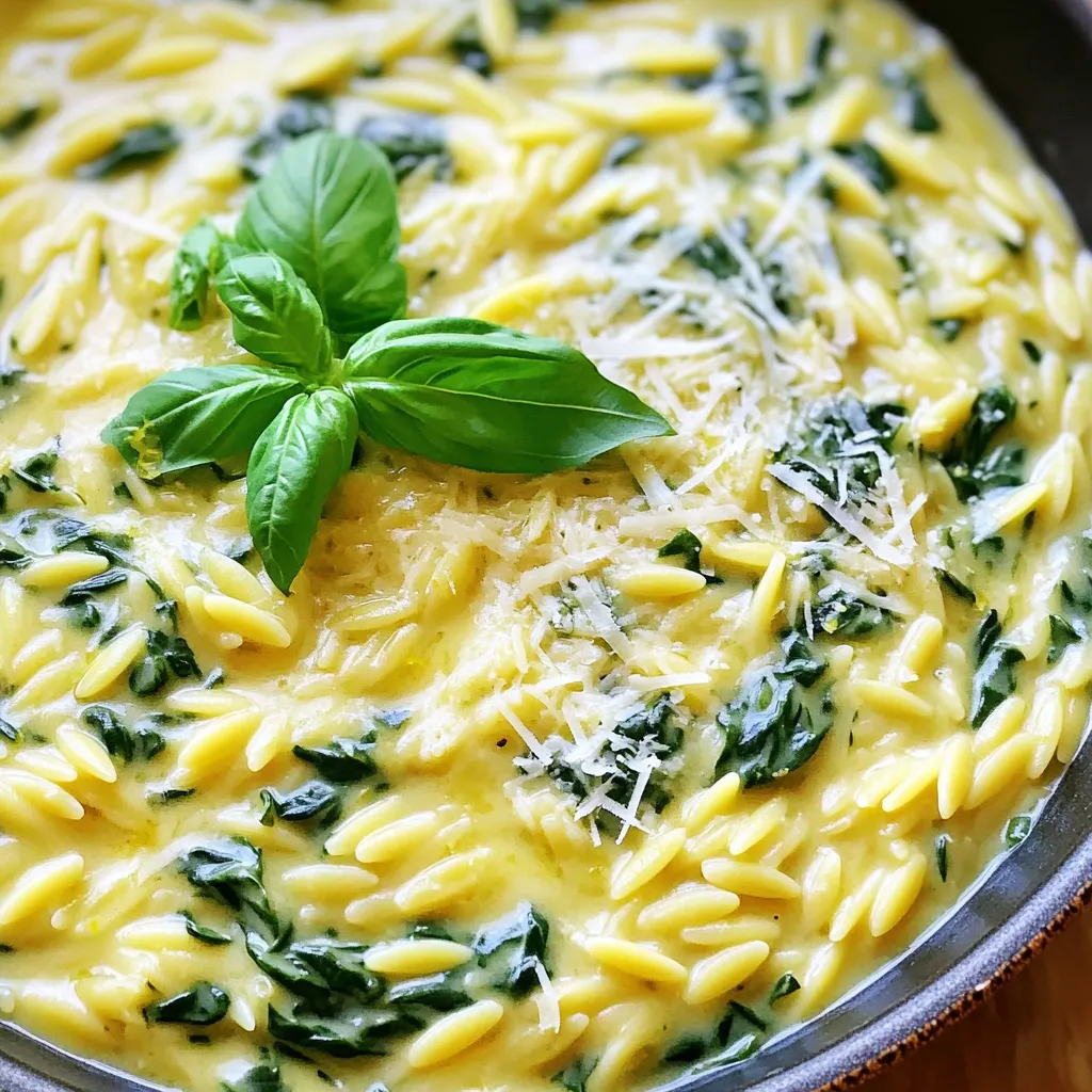 One-Pot Creamy Lemon Spinach Orzo Delightful Meal