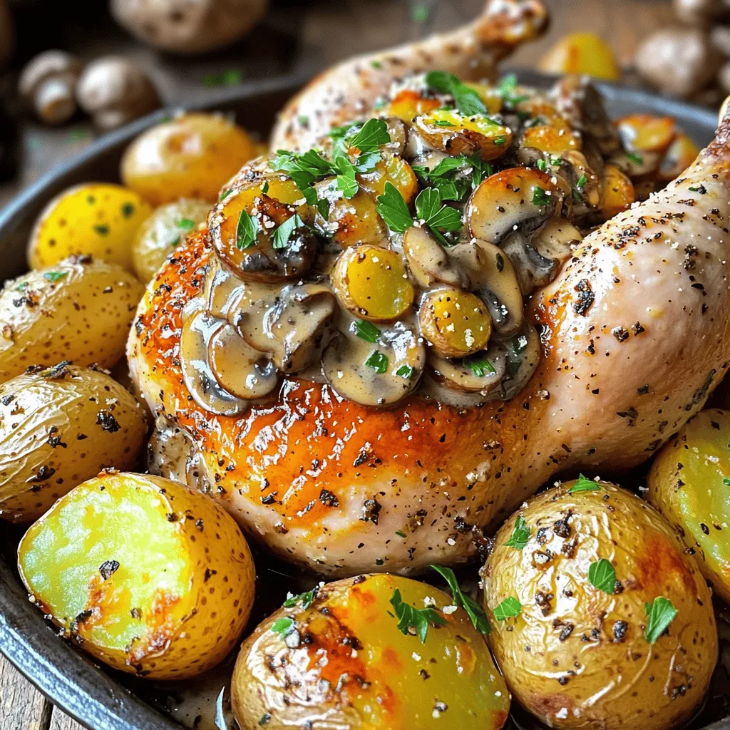 Herb Roasted Chicken with Creamy Mushroom Potatoes Delight