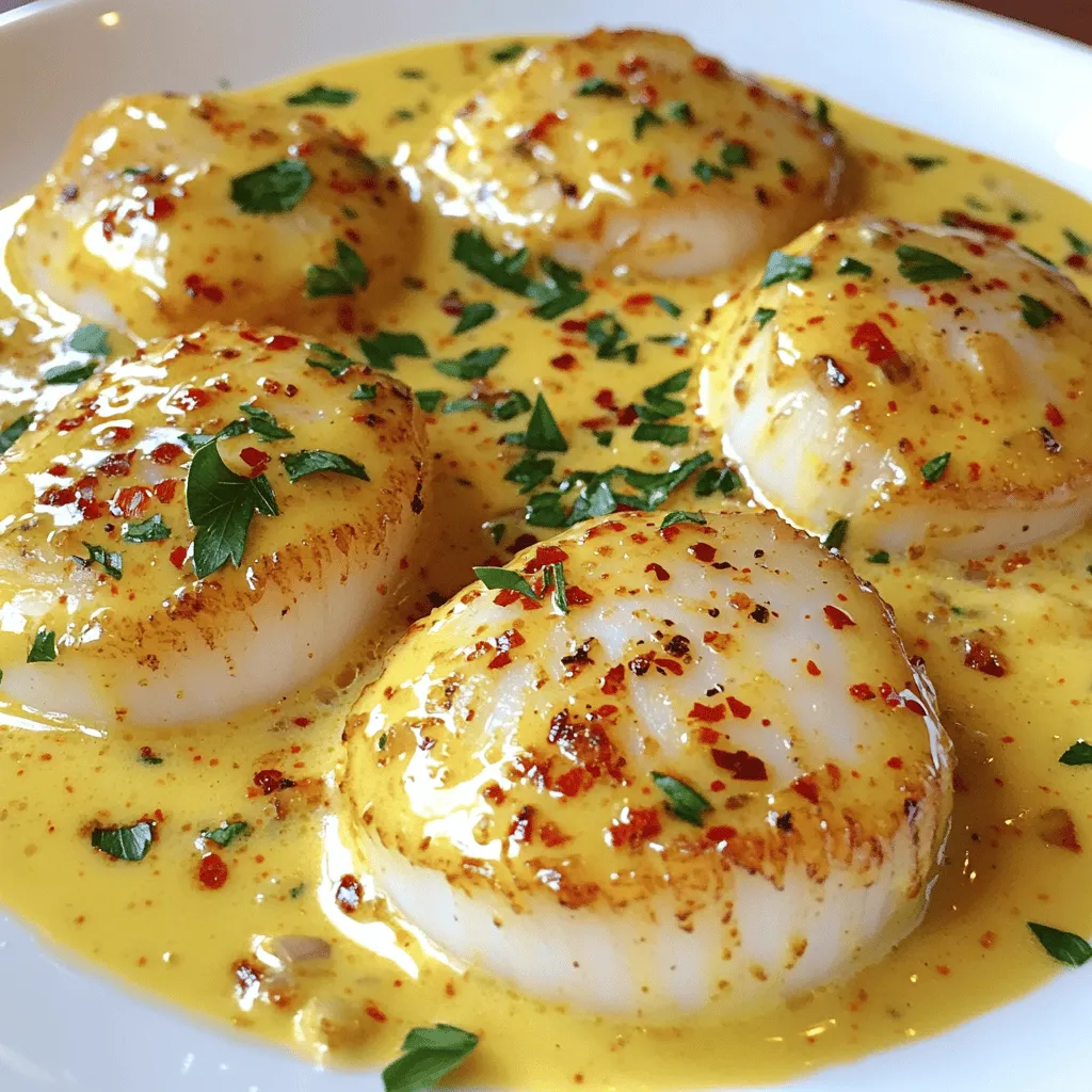 Seared Scallops with Spicy Cream Sauce Delight