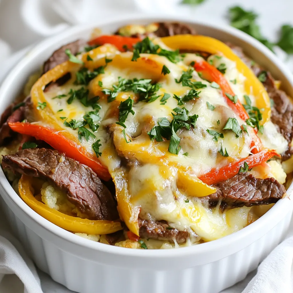 Low Carb Philly Cheesesteak Casserole Savory Dish