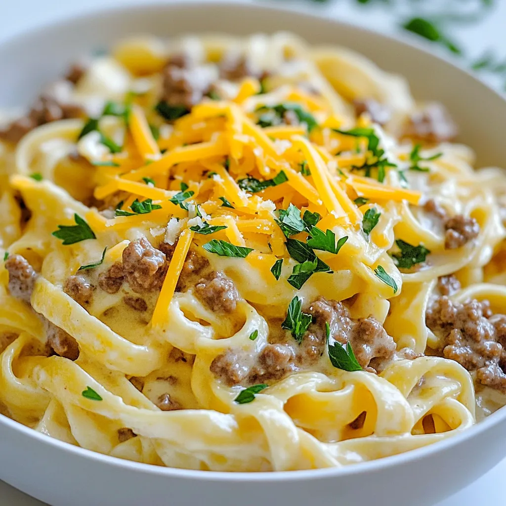 Cheeseburger Alfredo Pasta Creamy and Satisfying Meal