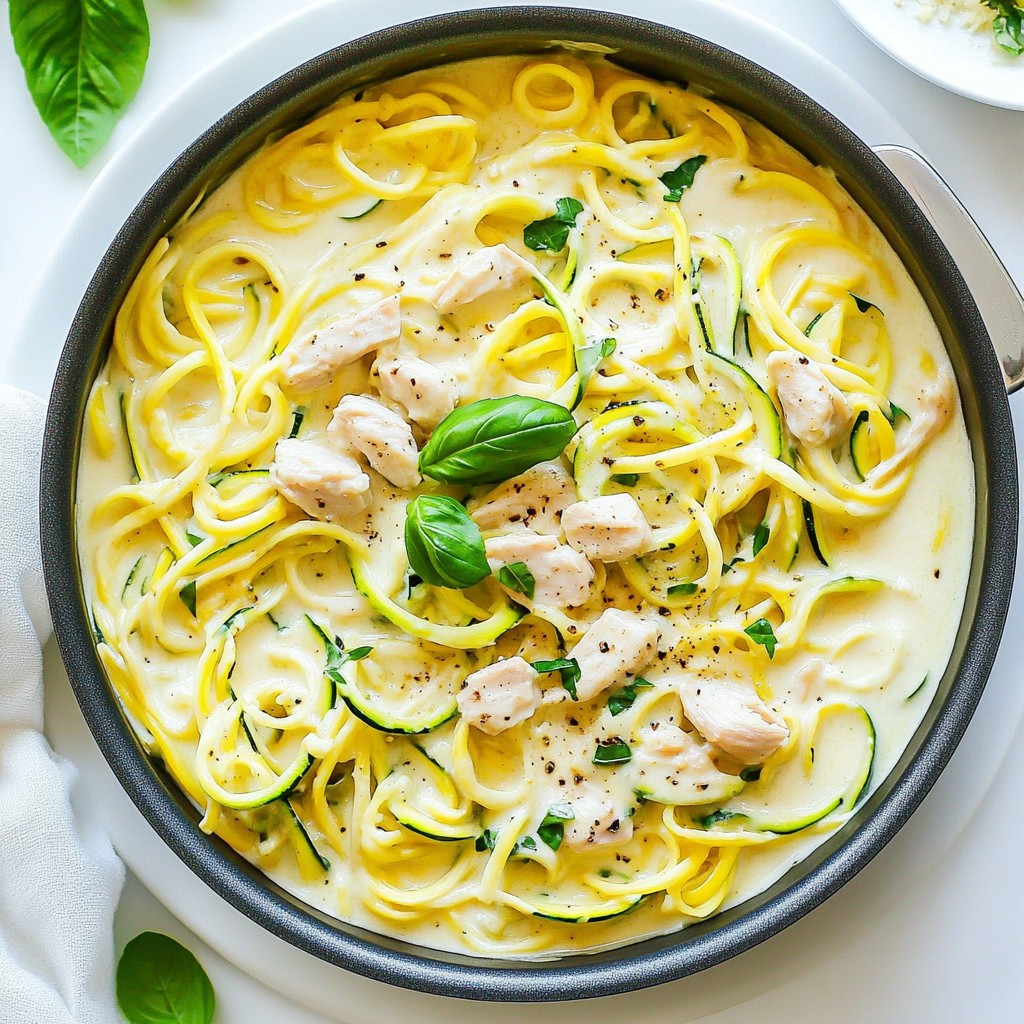 One-Pot Creamy Zucchini and Chicken Noodles Delight