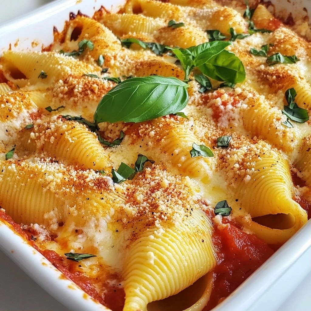 Baked Mozzarella and Tomato Pasta Shells Delight