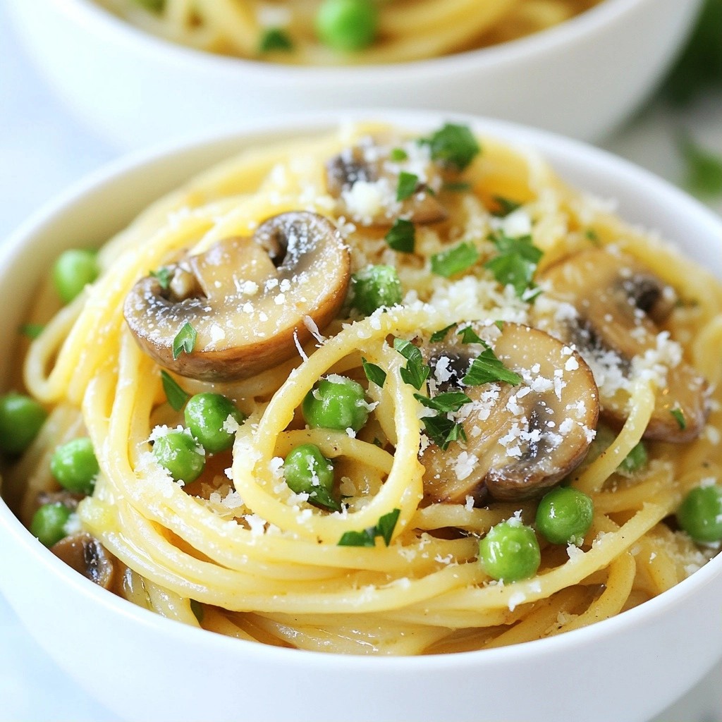 Garlic Butter Mushroom and Pea Pasta Simple Delight