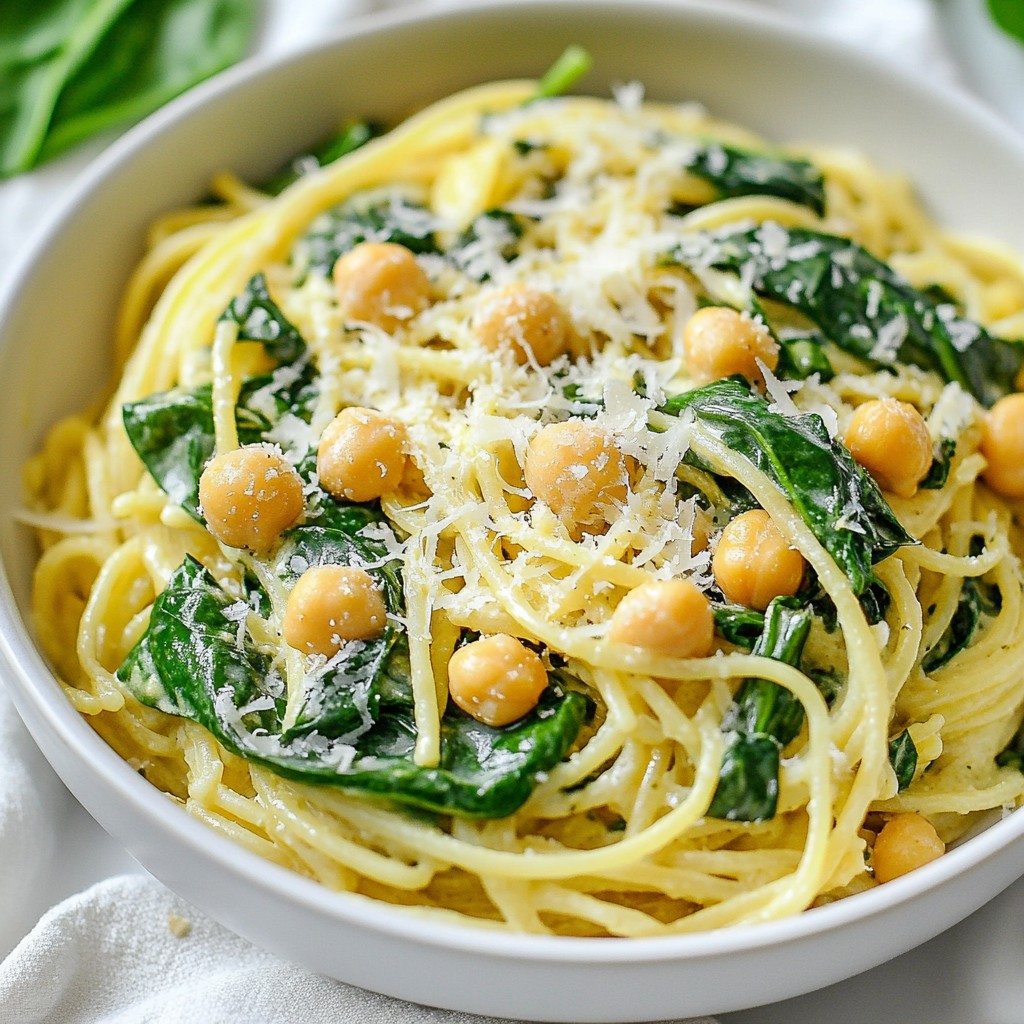 One-Pot Creamy Spinach and Chickpea Pasta Delight