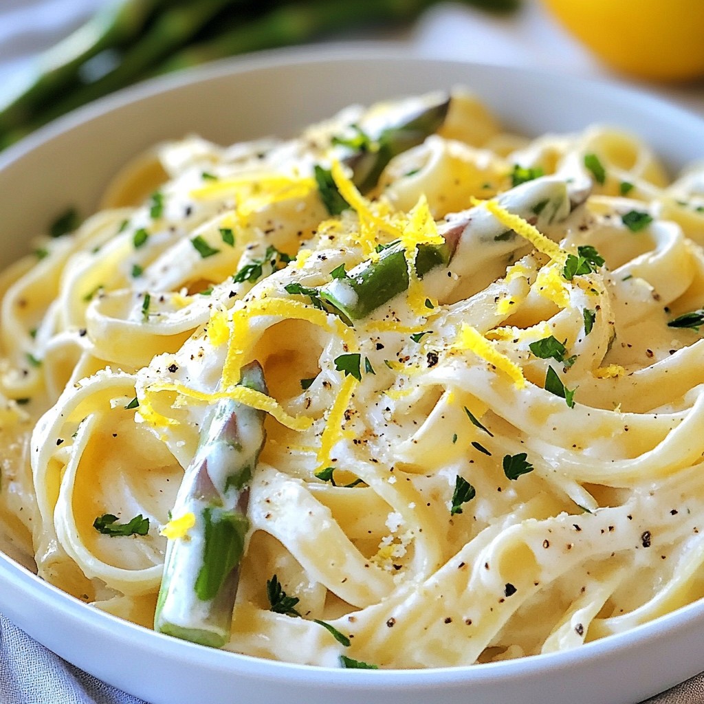 Silky Lemon Asparagus Creamy Pasta Delight