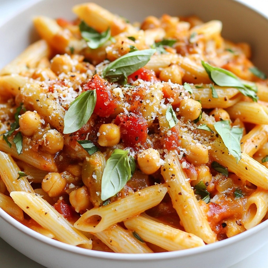 Spicy Chickpea and Tomato Pasta Skillet Delight