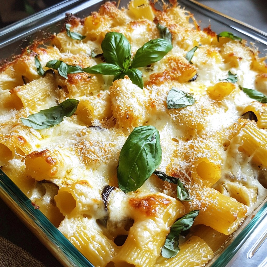 Baked Cheesy Eggplant and Mozzarella Pasta Delight