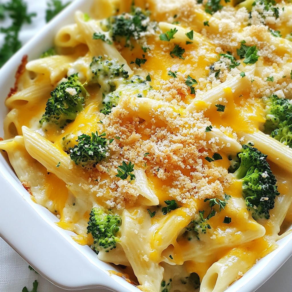 Baked Cheesy Broccoli and Chicken Pasta Delight