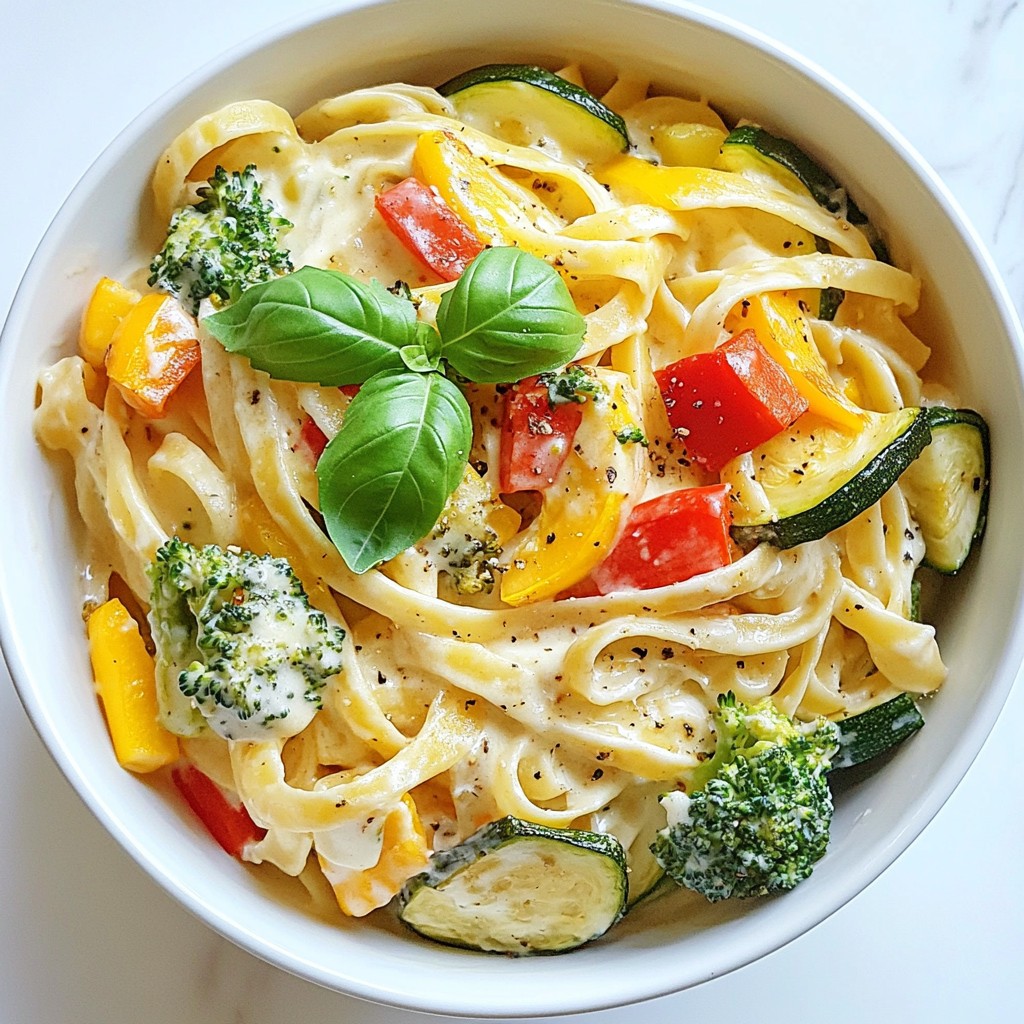 Creamy Alfredo Pasta with Roasted Veggies Delight