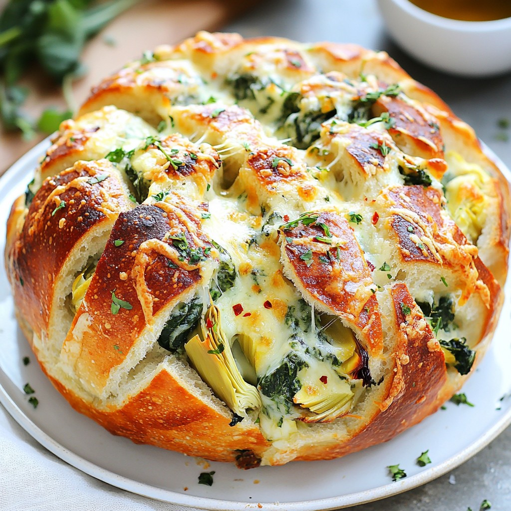 Cheesy Spinach Artichoke Stuffed Bread Delightful Recipe