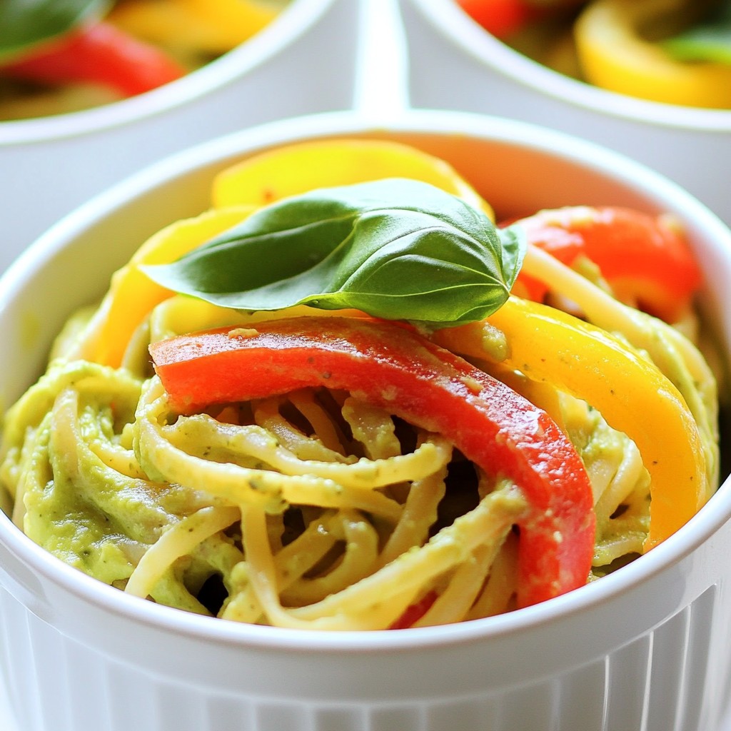 Whole Wheat Pasta with Avocado and Bell Peppers Delight