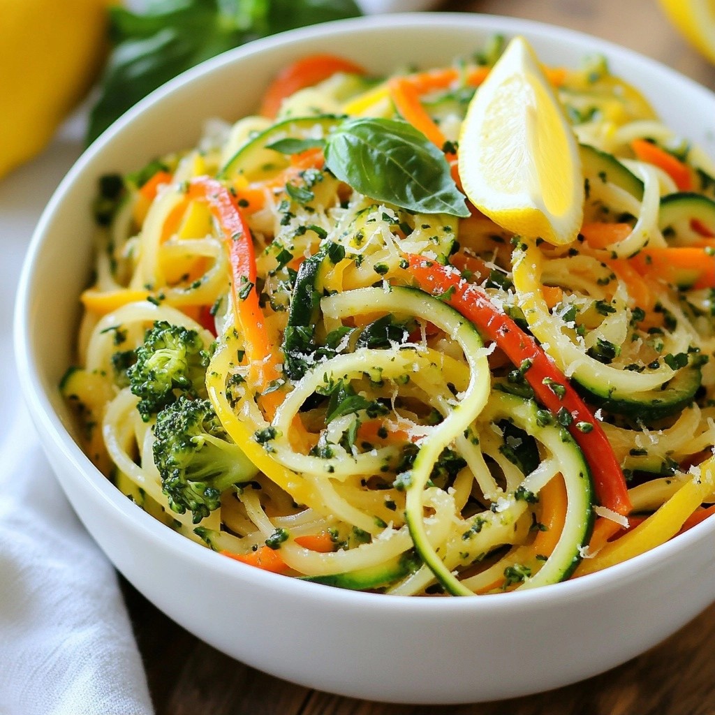 Whole Wheat Lemon Herb Veggie Noodles Tasty Dish
