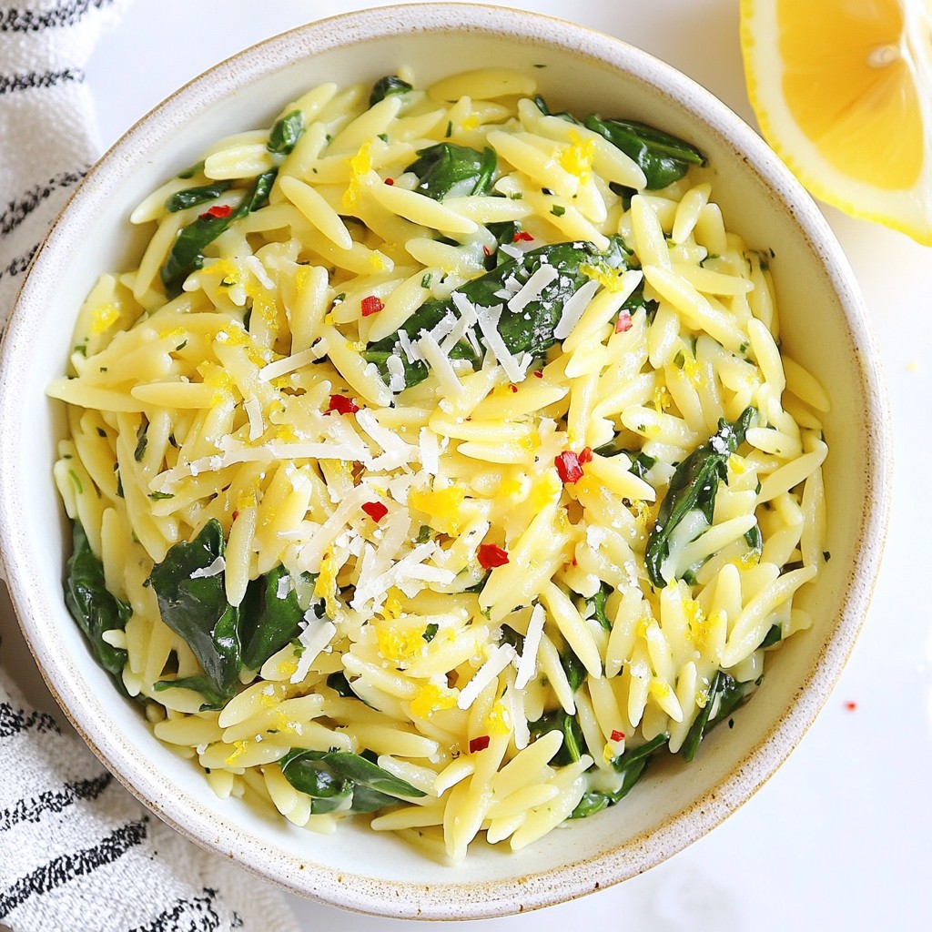 Lemon Garlic Orzo with Spinach Flavorful Dish