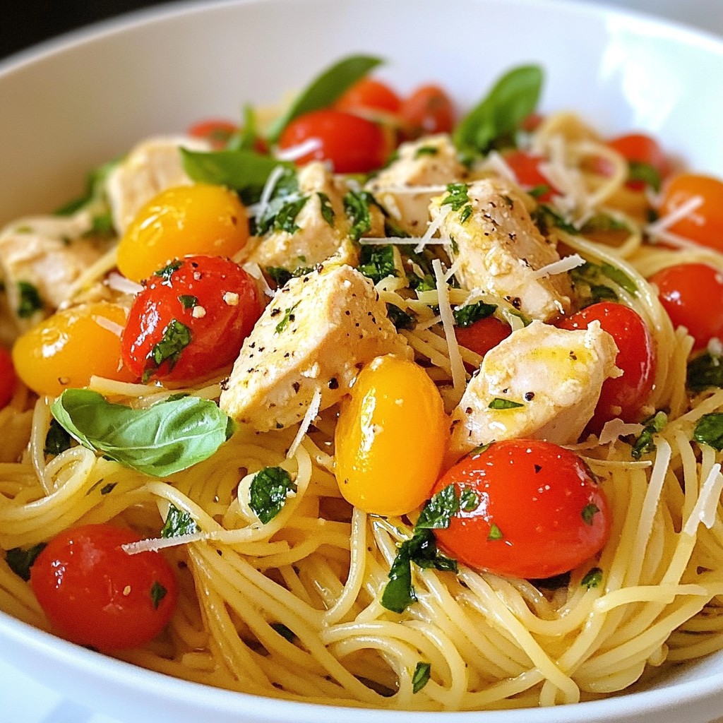 Lemon Basil Chicken Spaghetti with Cherry Tomatoes Delight