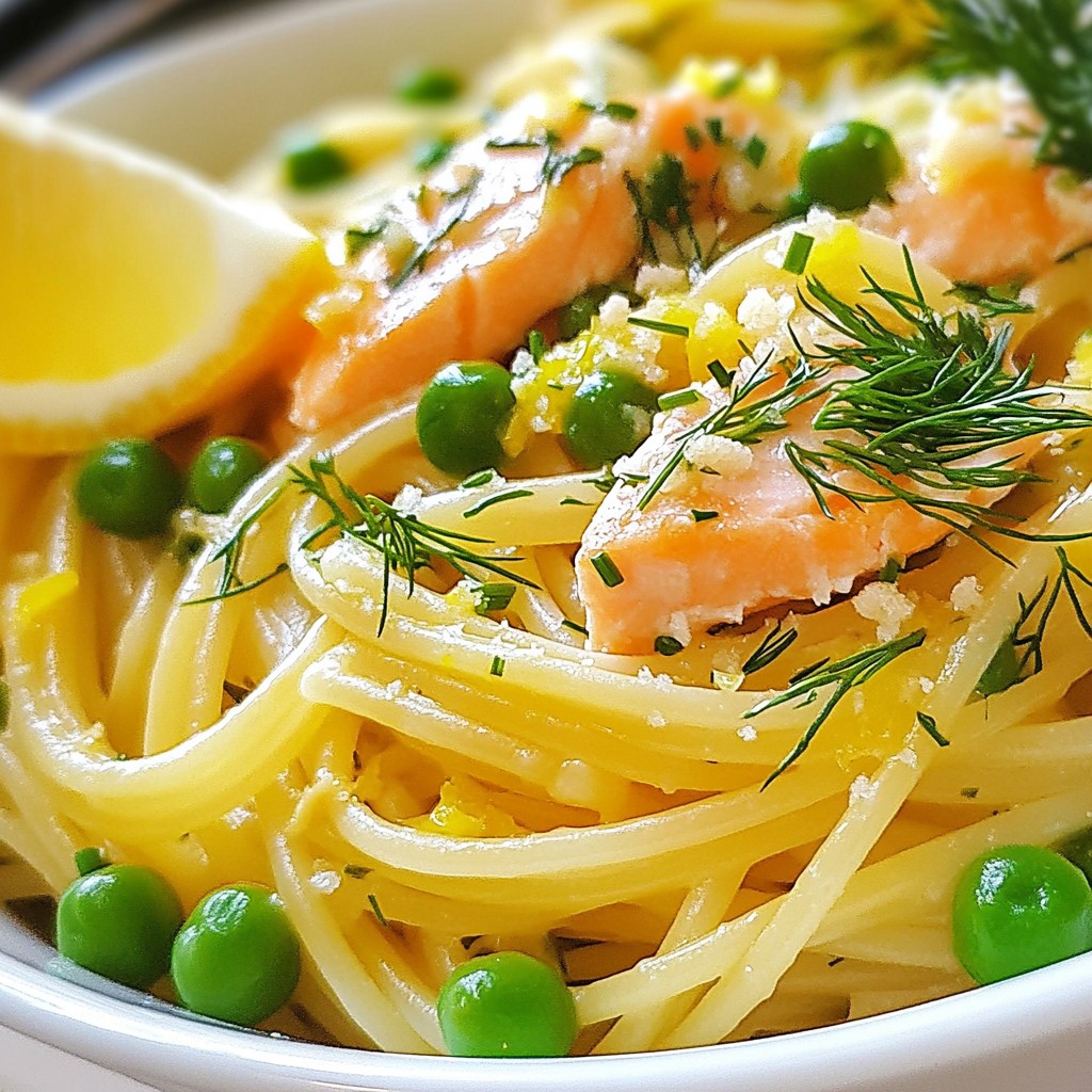Lemon Dill Salmon Spaghetti with Peas Delight