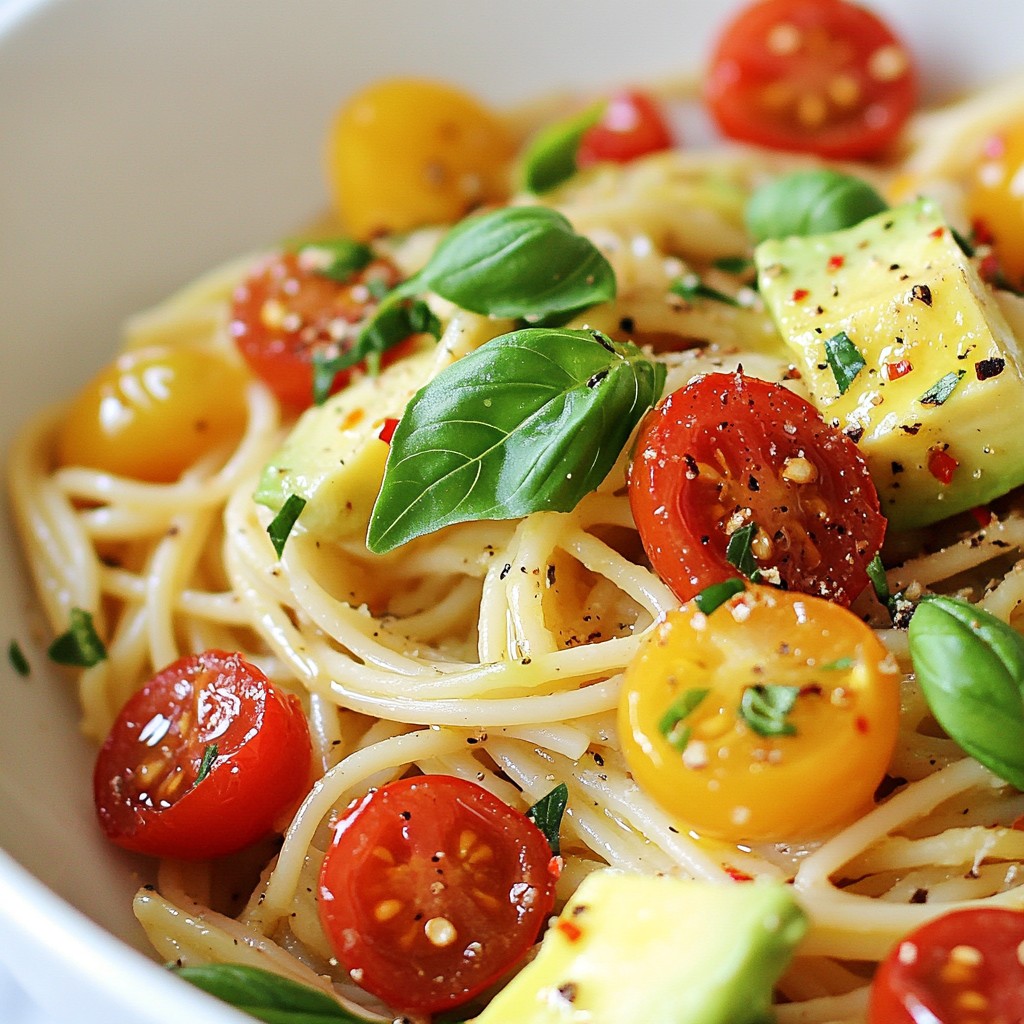 Avocado and Tomato Whole Wheat Spaghetti Delight
