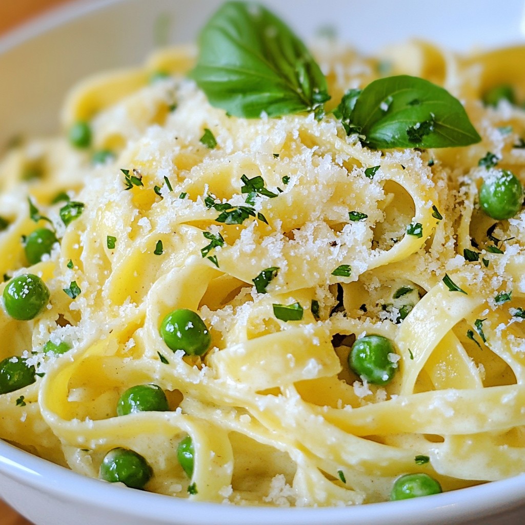 Silky Garlic Parmesan Creamy Pasta with Peas Delight