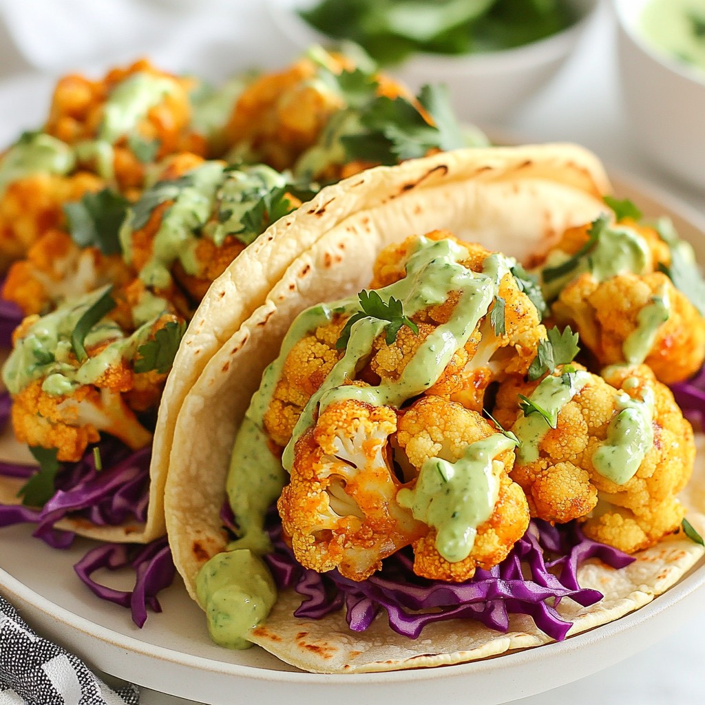 Buffalo Cauliflower Tacos with Avocado Crema Delight