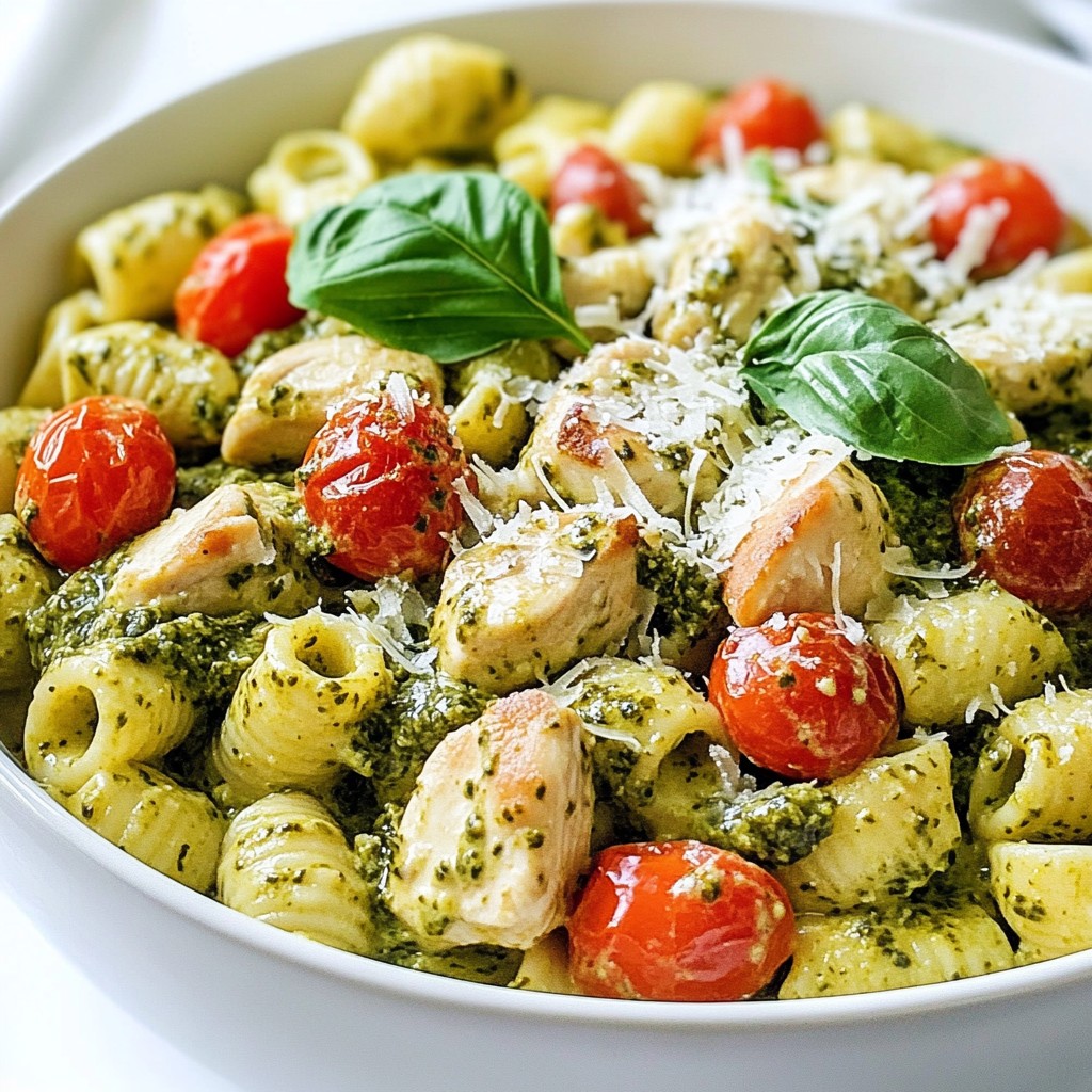 One-Pot Creamy Spinach Pesto Chicken Pasta Delight