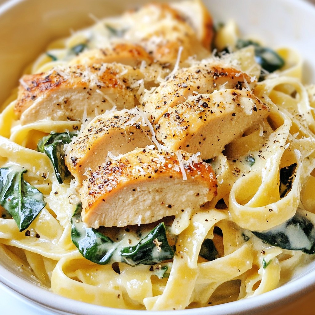 Creamy Garlic Chicken and Spinach Pasta Delight