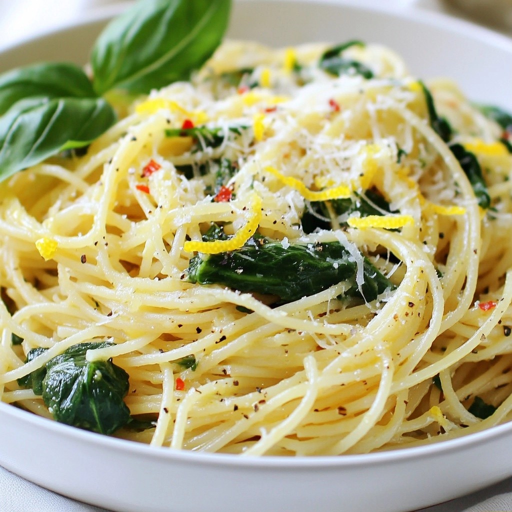 Healthy Spaghetti with Spinach and Lemon Zest Meal