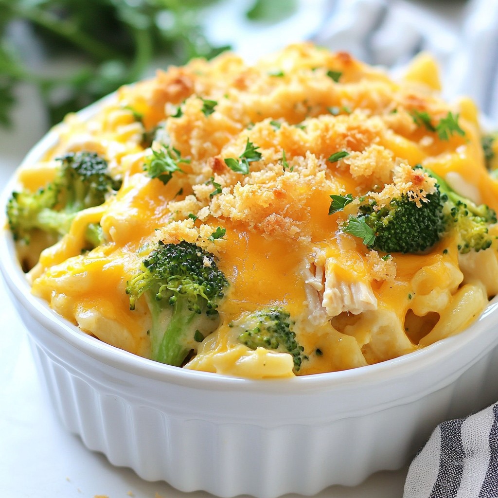 Baked Cheesy Broccoli and Chicken Pasta Delight
