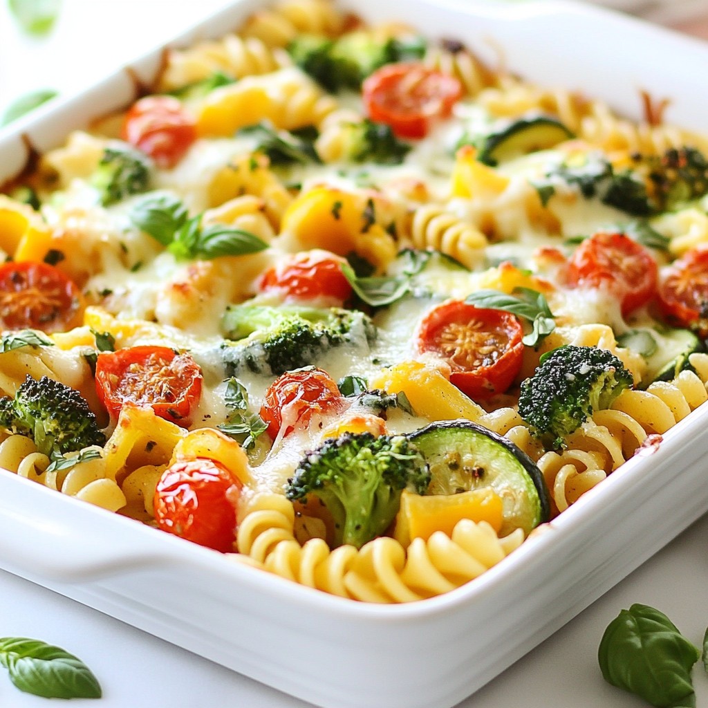 Cheesy Roasted Vegetable and Pasta Casserole Delight