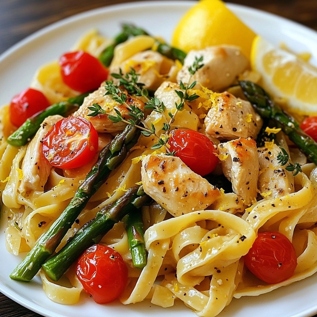Lemon Thyme Chicken Pasta with Asparagus Delight