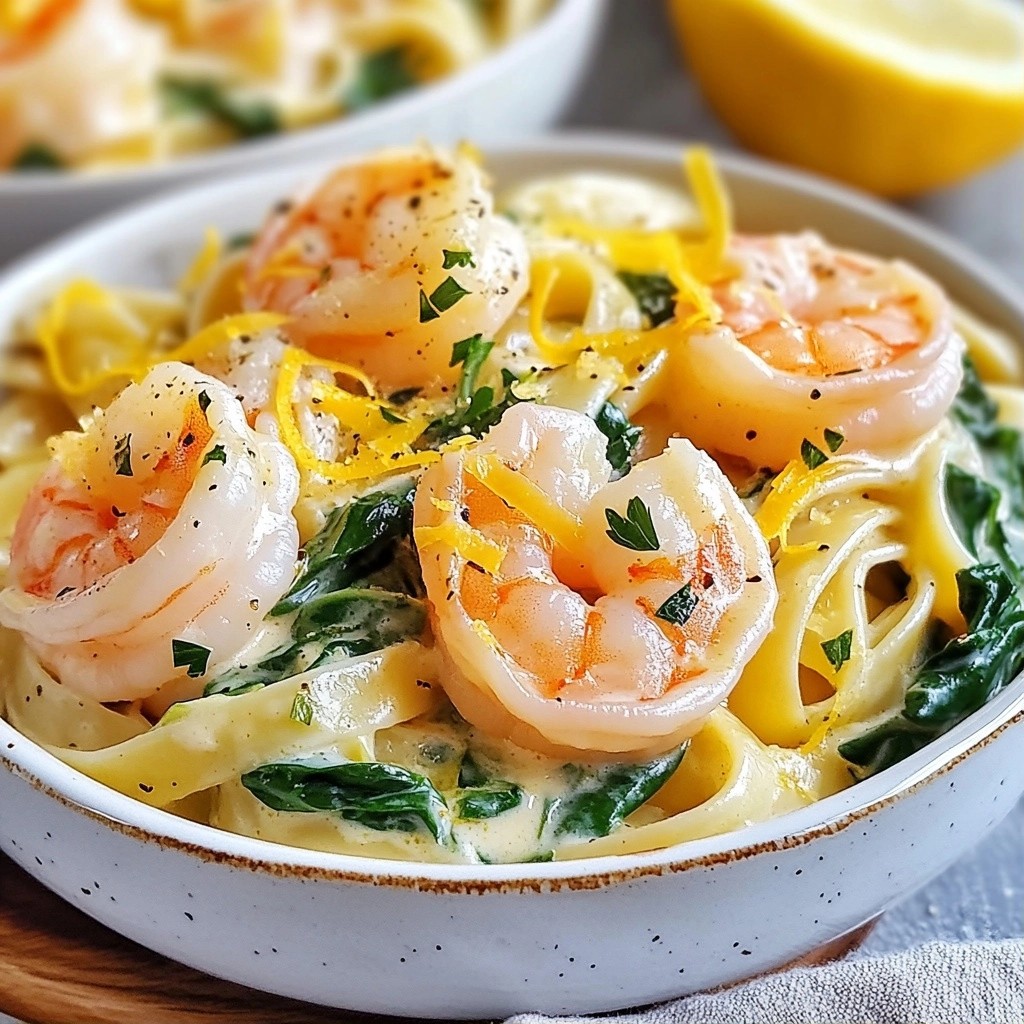 Rich Creamy Garlic Shrimp and Spinach Pasta Delight