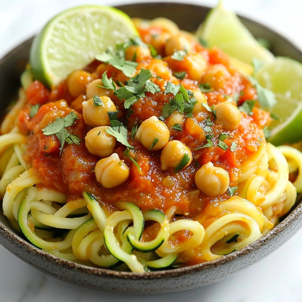 Zucchini Noodles with Spicy Chickpea Sauce Delight