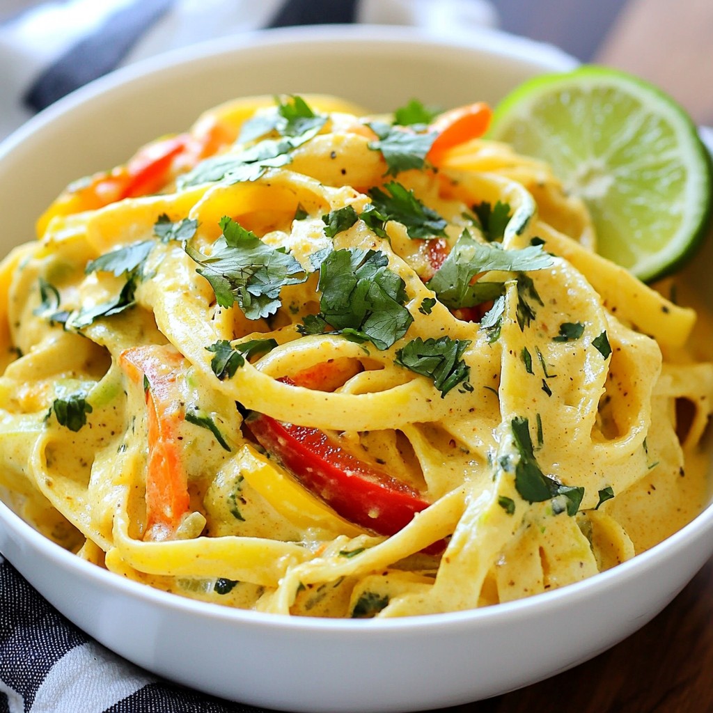 Silky Coconut Curry Creamy Pasta with Veggies Recipe