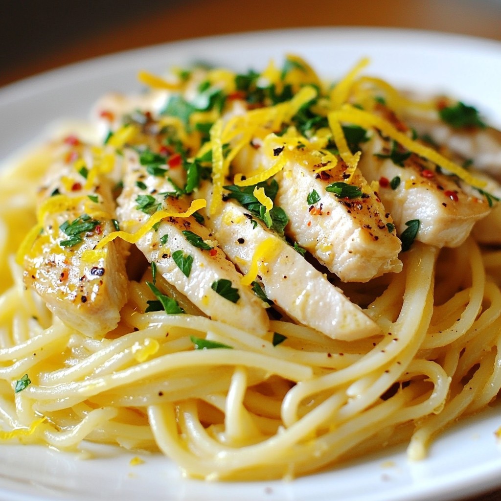 Zesty Lemon Garlic Spaghetti with Chicken Delight