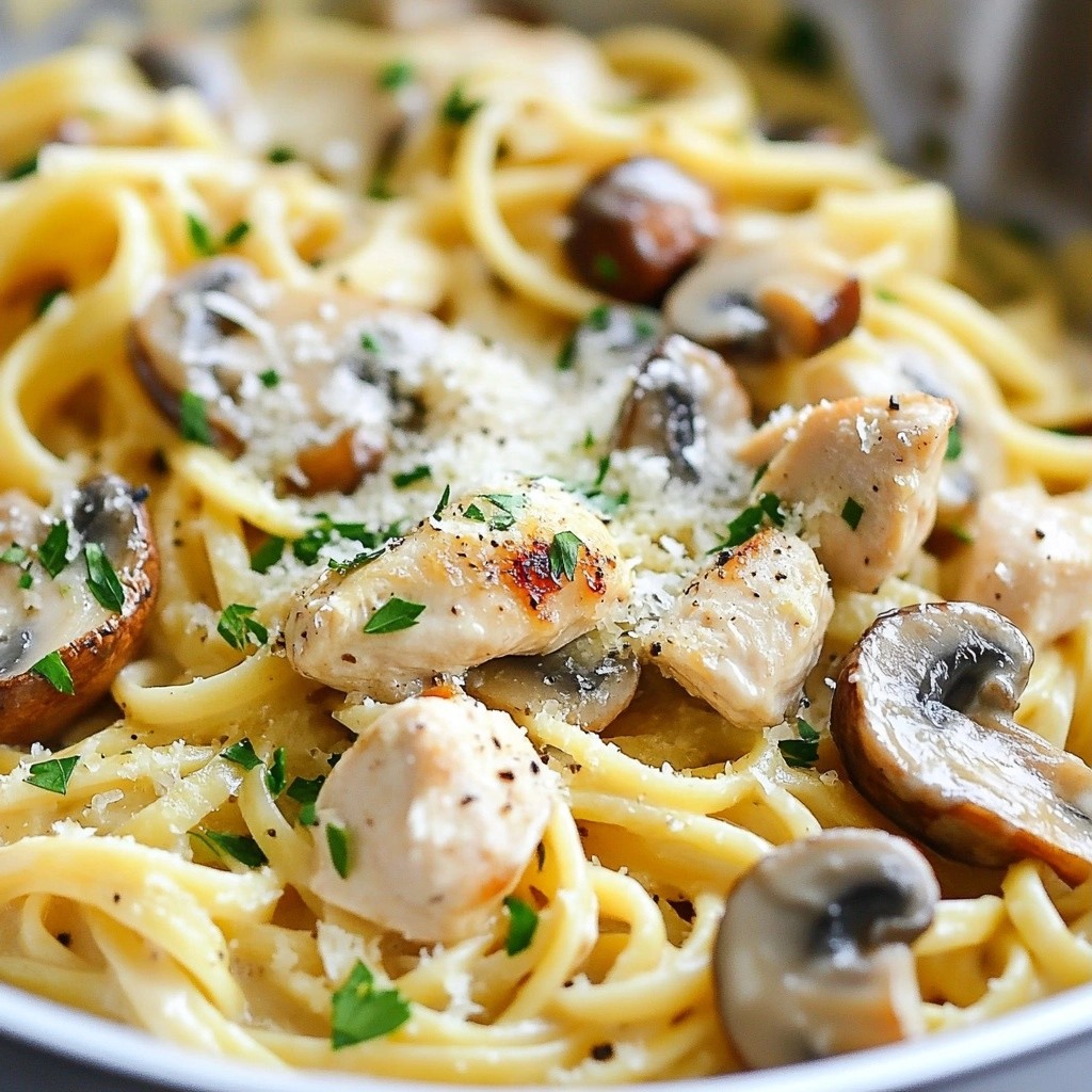 One-Pot Garlic Herb Chicken and Mushroom Pasta Delight