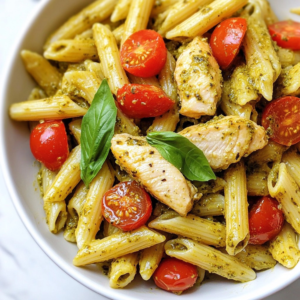 Creamy Pesto Chicken and Tomato Pasta Delight