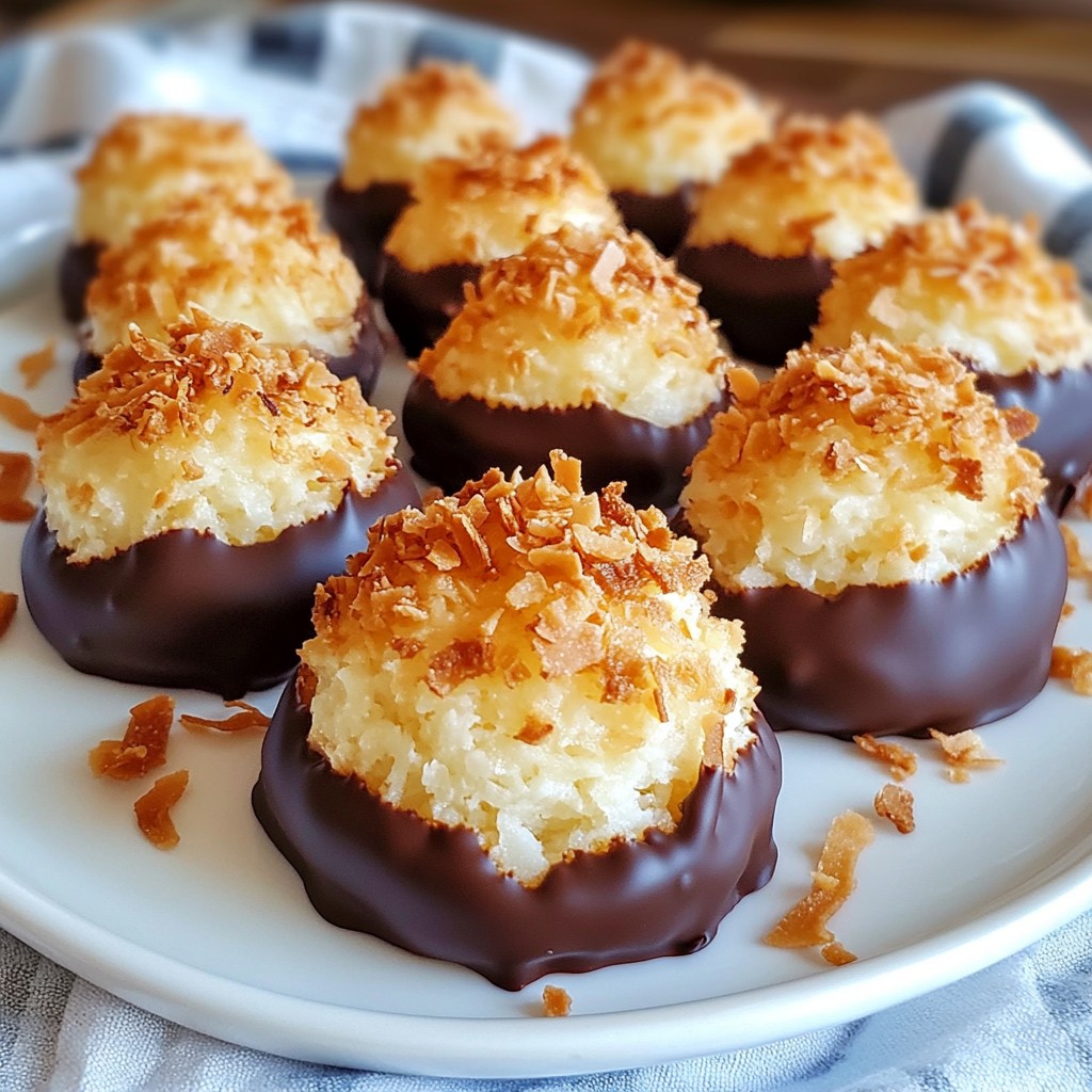 Chocolate Dipped Coconut Macaroons Easy Dessert Treat