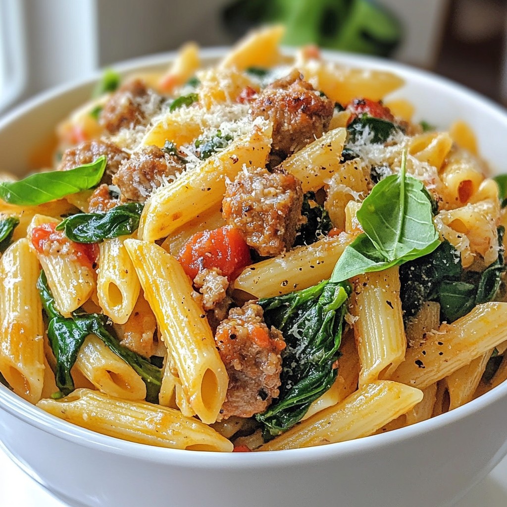 One-Pot Italian Sausage and Spinach Pasta Delight