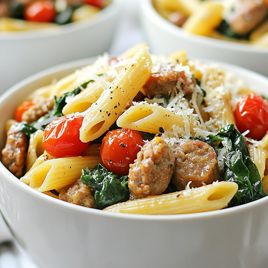 One-Pot Italian Sausage and Spinach Pasta Delight