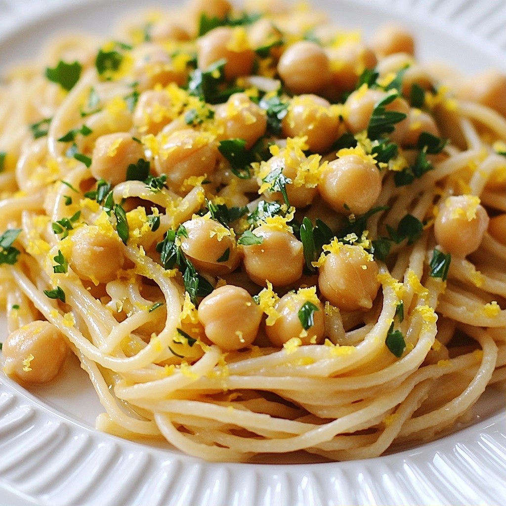 Whole Wheat Spaghetti with Lemon Chickpea Sauce Delight