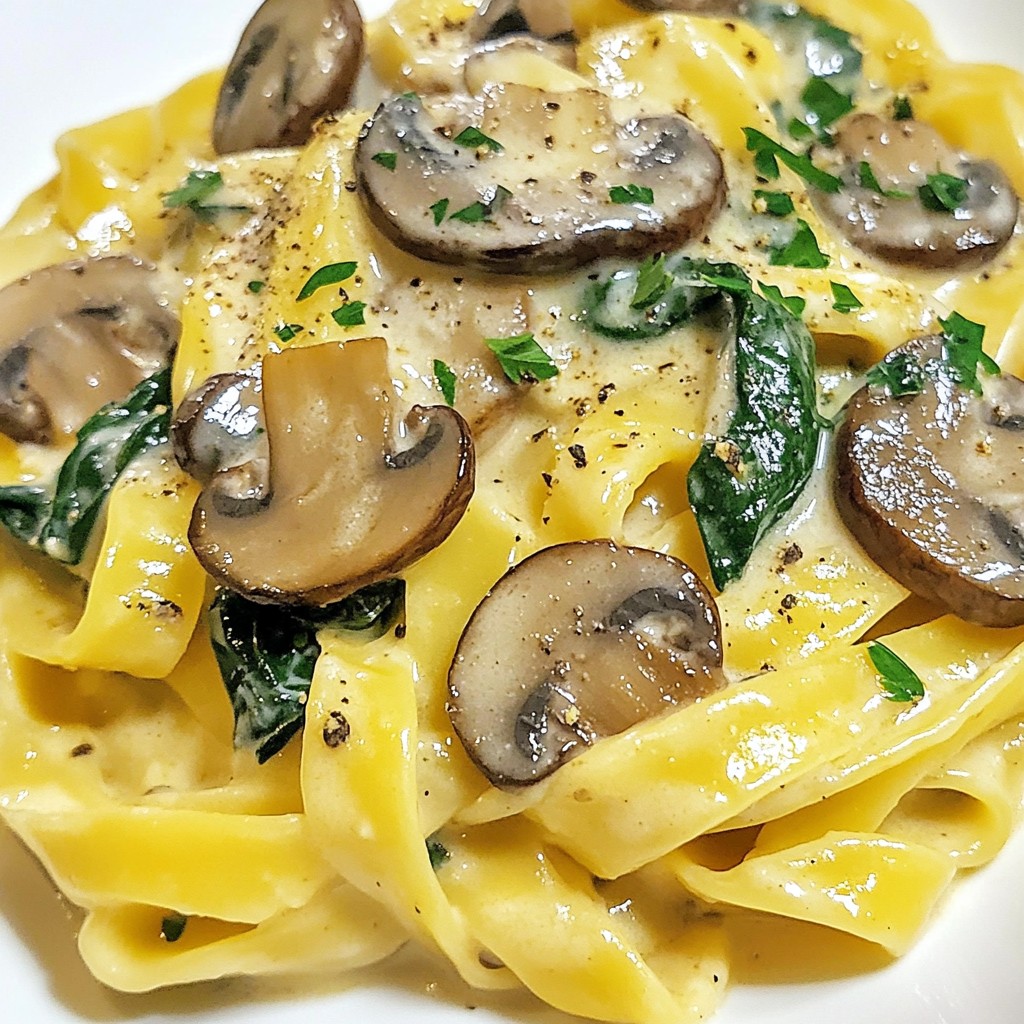 Cheesy Mushroom and Spinach Creamy Pasta Delight